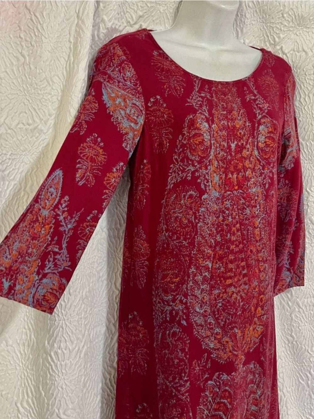Billabong Burgundy Paisley Long Sleeve Dress